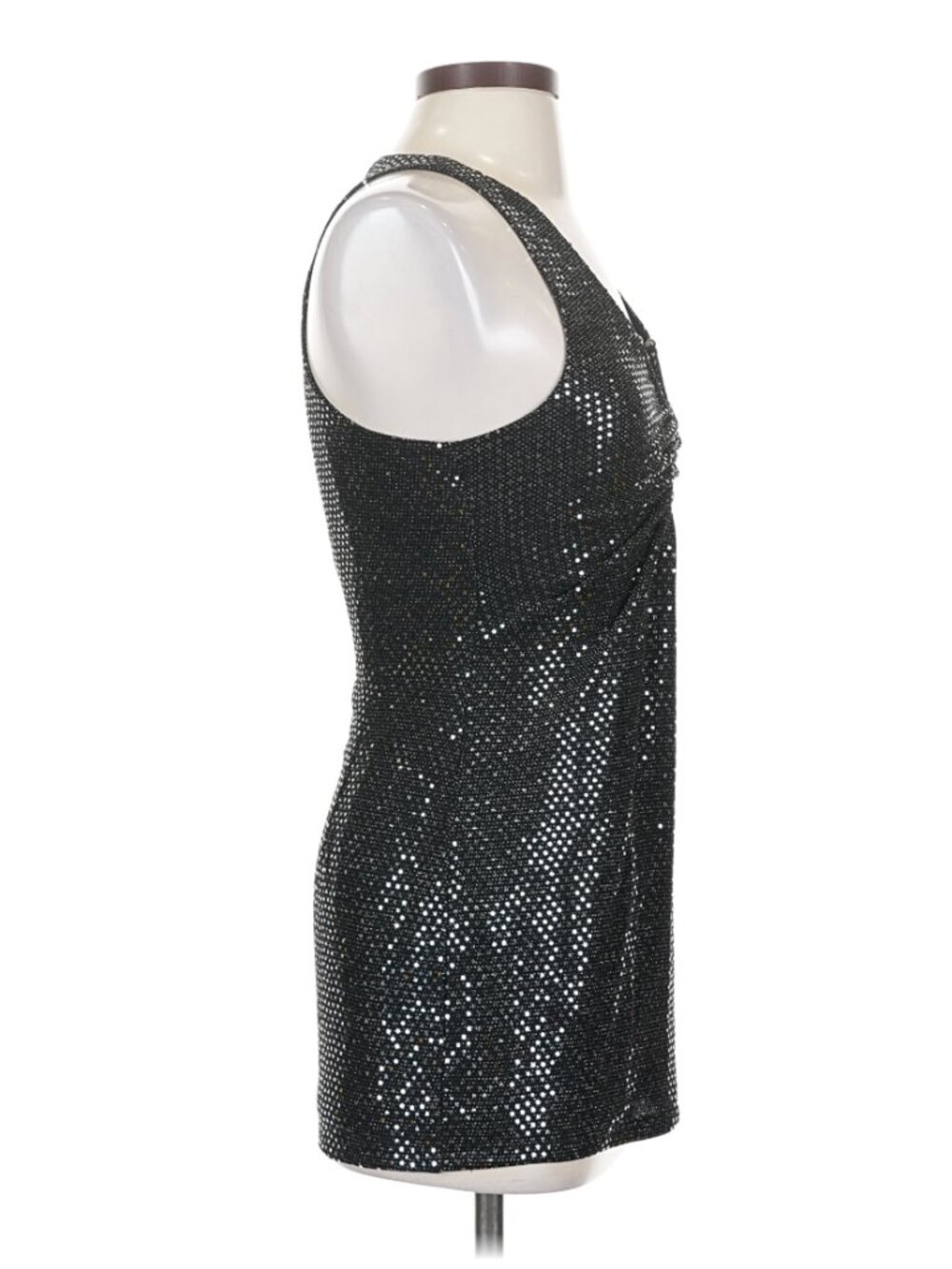 Adrianna Papell Black Sequined U-Wire Halter Tunic Top - Size 4 - Picture 7 of 10